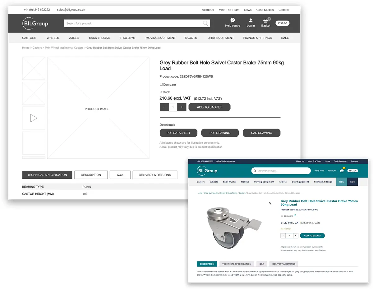 Wireframes for BIL Group