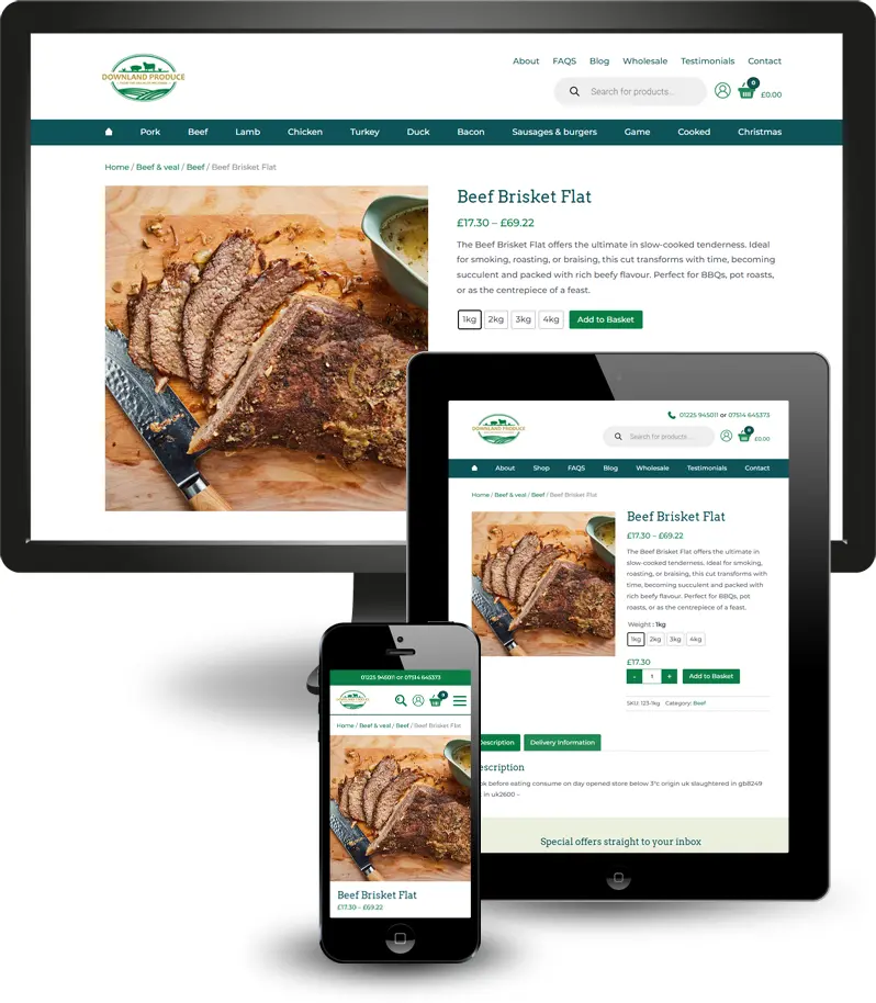 Responsive web design for Downland Produce