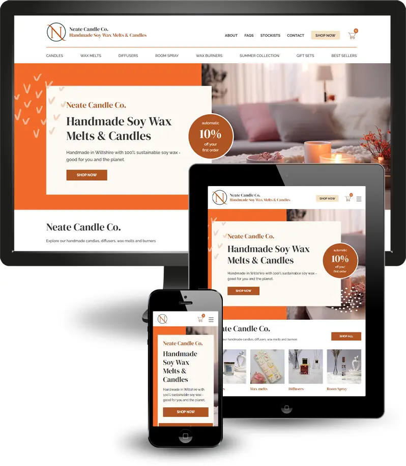 Responsive web design for Neate Candle Co
