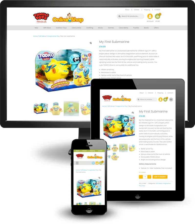 Responsive web design for Tumbletots