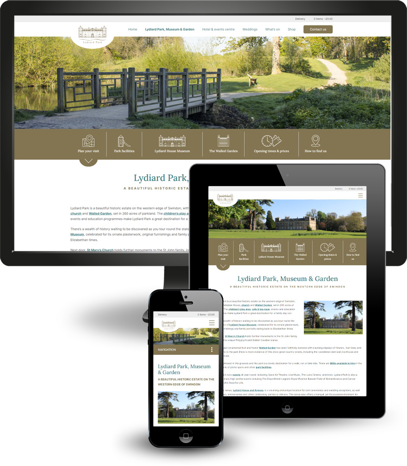 Responsive web design for Lydiard Park, Hotel and Conference Centre