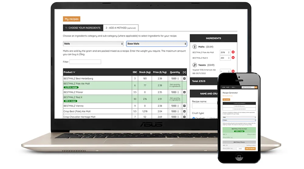 A new recipe generator interface for The Malt Miller